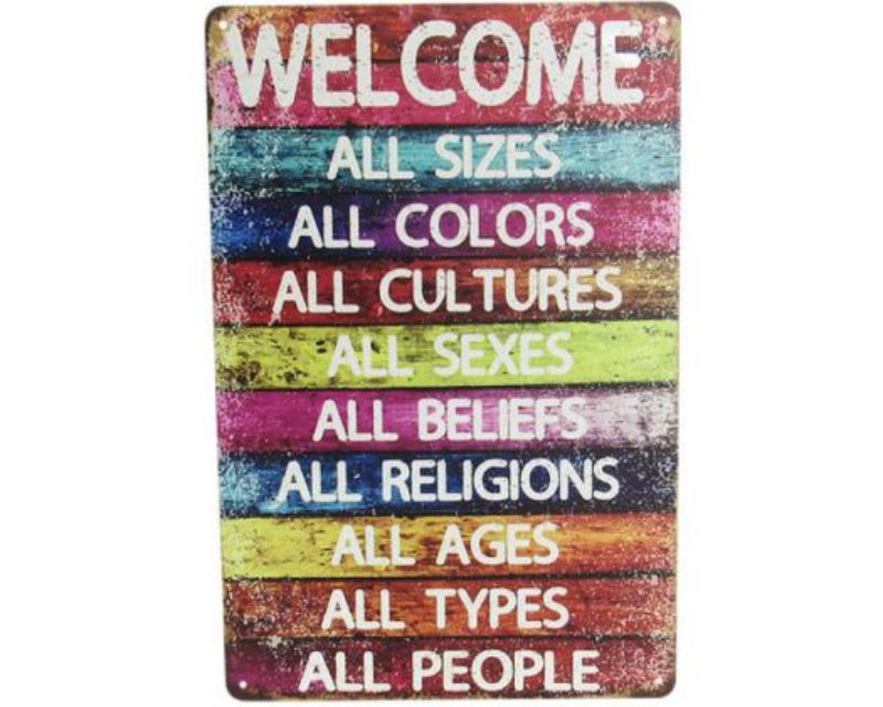Colorful retro tin wall art featuring a vibrant rainbow, perfect for brightening up home decor.