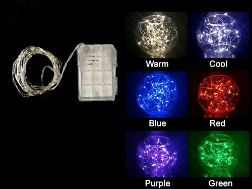 Christmas Lights - Silver String 3m (Red)