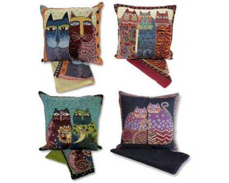 Set of 4 whimsical cat design cushion covers, 44cm x 44cm, perfect for adding playful decor to any room.
