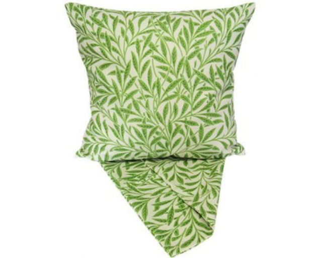 Green cushion cover featuring intricate garden vines design, perfect for adding nature-inspired elegance to home decor.