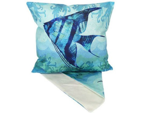 Vibrant ocean fish design cushion cover, 44 x 44 cm, perfect for beach-themed decor and adding tranquility to any room.