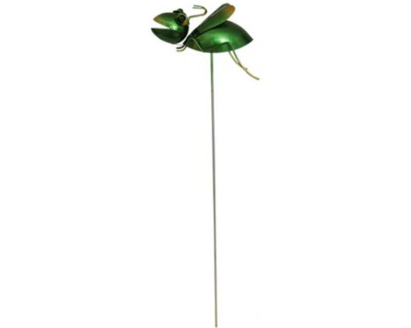 Whimsical 42 cm cricket garden stake in vibrant colors, crafted from durable metal to brighten any outdoor space.