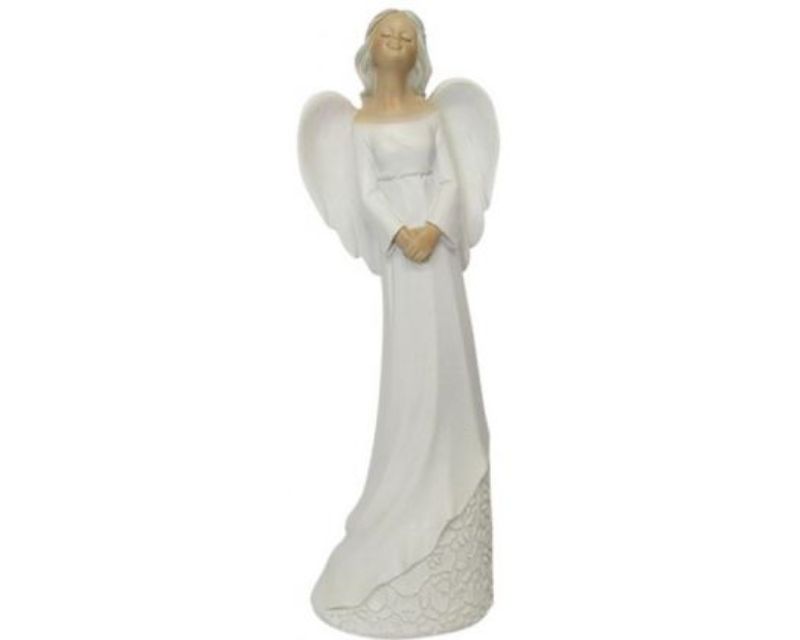 Resin angel ornament dreaming peacefully, 20 cm tall, 6 cm wide, perfect for home decor and inspiration.