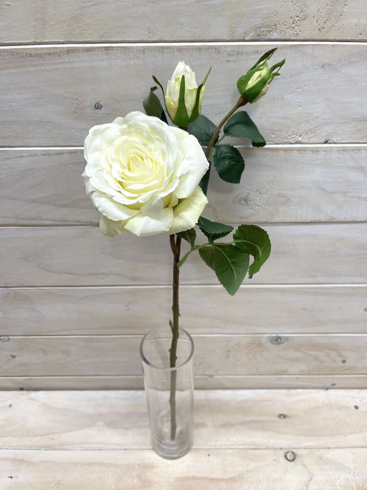 Artificial Rose Spray with Buds - Sophia (White)