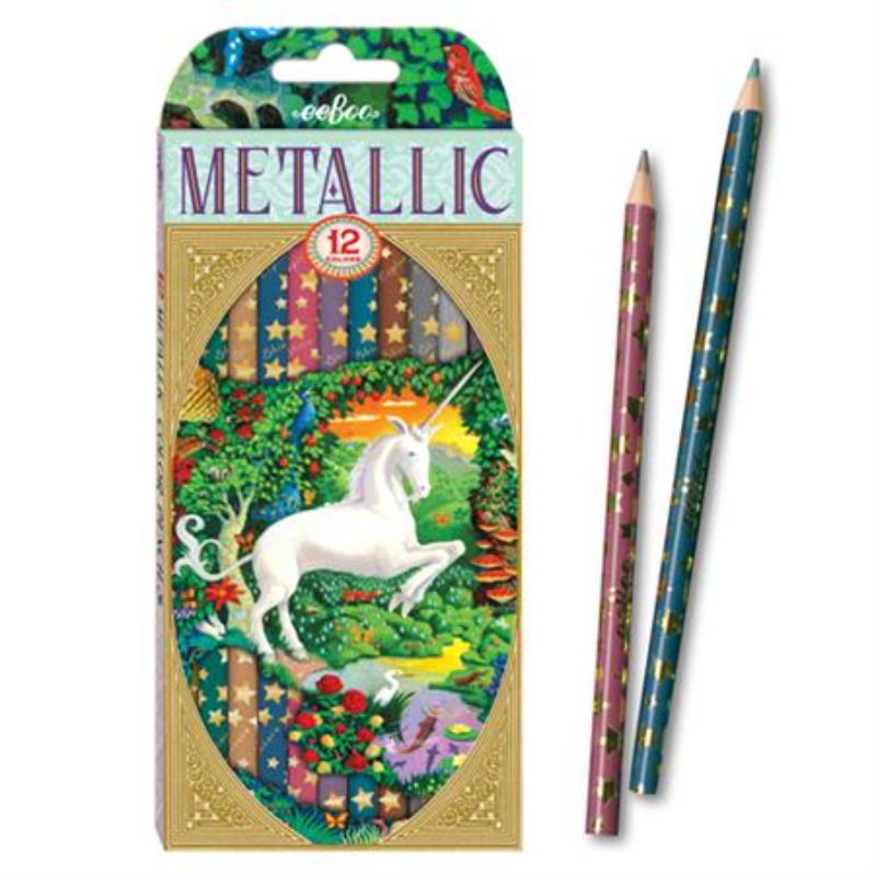 Metallic 12 Pencils Unicorn - eeBoo