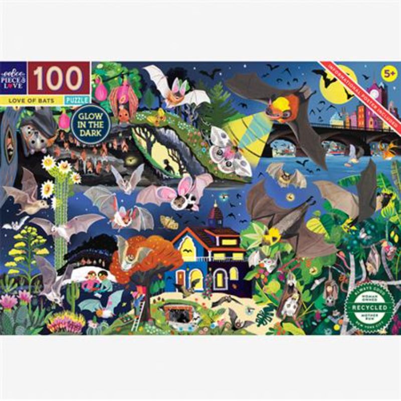 Jigsaw Puzzle - Eeboo Love for Bats Glow (100pcs)