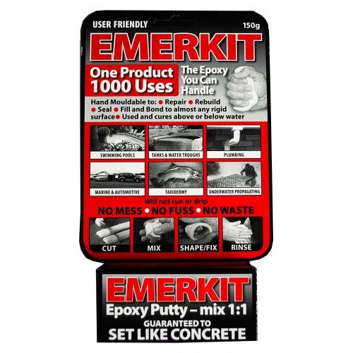 Emmerkit 150gm epoxy adhesive pack for strong, waterproof bonds, ideal for DIY, repairs, and marine applications.