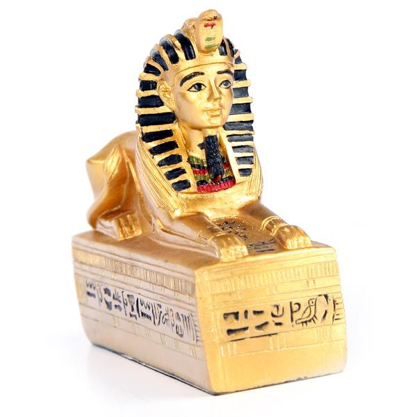 Golden Egyptian Sphinx on Hieroglyphic Base - Set of 6