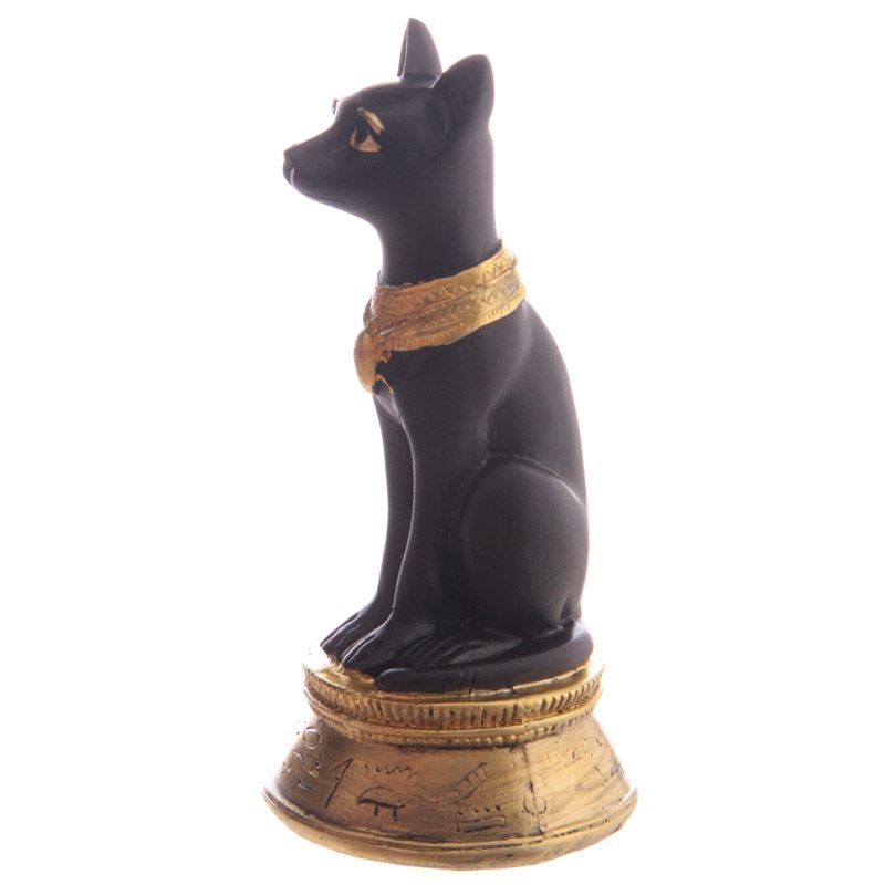 Black & Gold Bastet Wearing Scarab Necklace - Set of 6