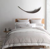 Super King Duvet Cover Set in Essex Stone with herringbone design, includes duvet cover and two pillowcases in chic colors.