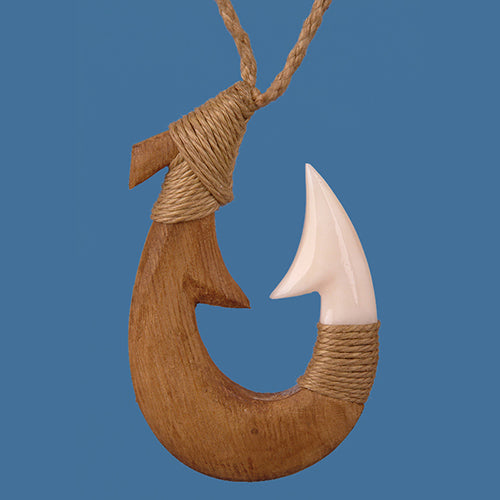 Wood & Bone Hook Pendant - Smartfox