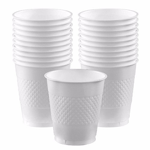 Cups Frosty White 355ml Plastic - Pack of 20
