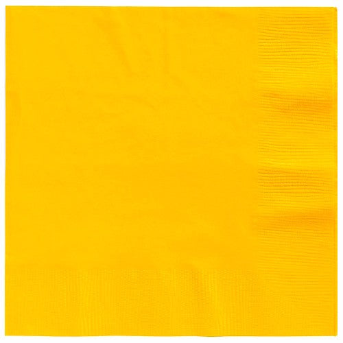 Cheerful yellow 2-ply beverage napkins, 25cm x 25cm, perfect for parties and gatherings, pack of 20.