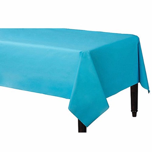 Vibrant rectangular table cover in Caribbean blue, measuring 137cm x 274cm, perfect for enhancing dining spaces.