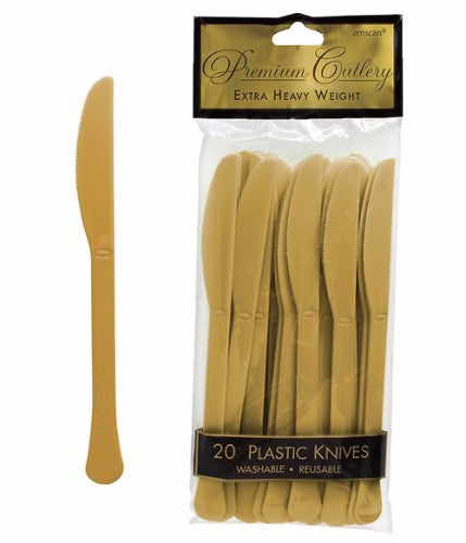 Knives Gold Heavy Duty Plastic - Pack of 20