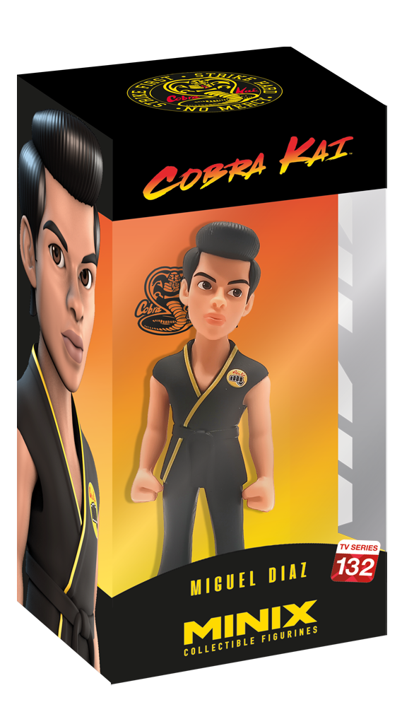 MINIX Cobra Kai Miguel Diaz figurine, 12cm tall, showcasing detailed features of the beloved character from the series.