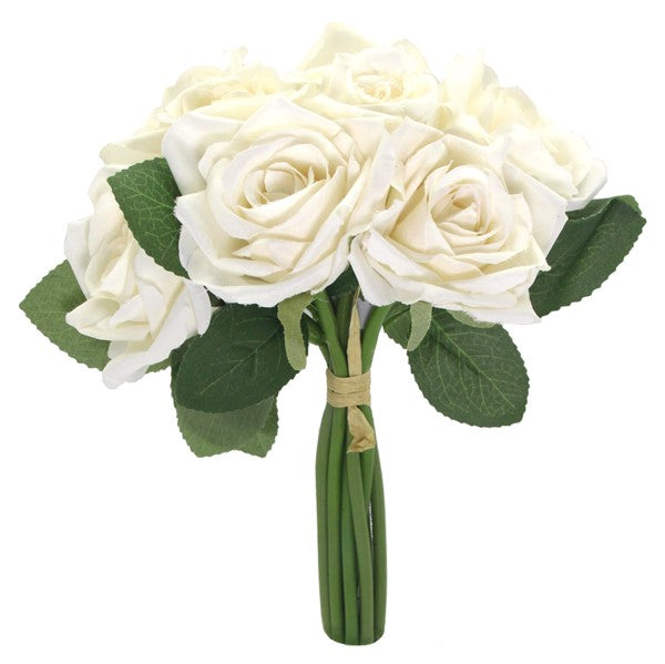 Artifcal Flower / Foliage - Rose Bouquet in White