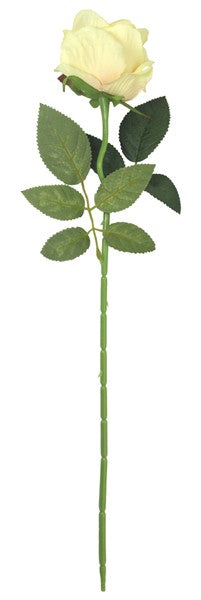 Lifelike pale yellow artificial rose stem, 51cm tall, perfect for cheerful home decor and easy maintenance.