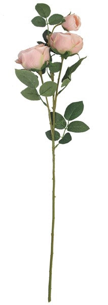 Elegant 3 stem pink rose branch, 71.5 cm tall, perfect for home decor and maintenance-free floral arrangements.