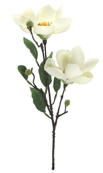 Elegant 42cm white artificial magnolia branch, perfect for home decor and floral arrangements.