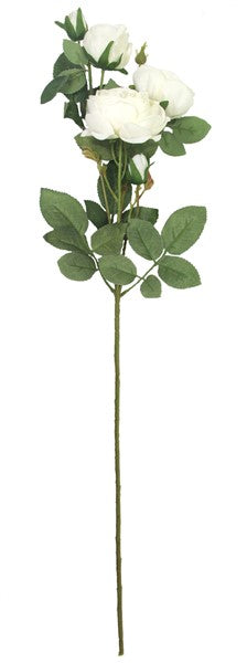 Elegant 4 Head White Rose Branch, 74cmH, perfect for sophisticated decor and maintenance-free beauty.