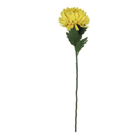 Vibrant yellow artificial chrysanthemum stem, 56cm high, perfect for year-round home decor without maintenance.