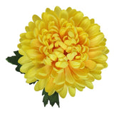 Vibrant yellow artificial chrysanthemum stem, 56cm tall, ideal for home decor and floral arrangements.