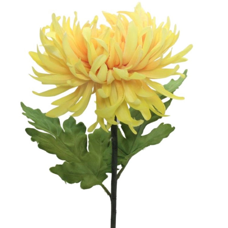 Artificial Flowers - Single Stem Chrysanthemum in Yellow 73cmH