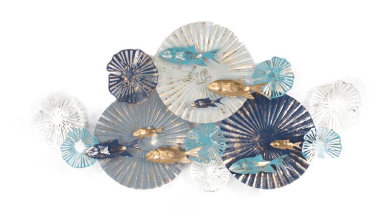 Metal Wall Hanging - Abstract Circles with Fish