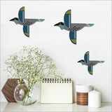 Wall Art - Printed ACM Birds Set Folk Kokako (Set of 3)- Kiwiana