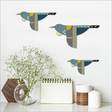 Wall Art - Printed ACM Birds Set Folk Tui (Set of 3)- Kiwiana