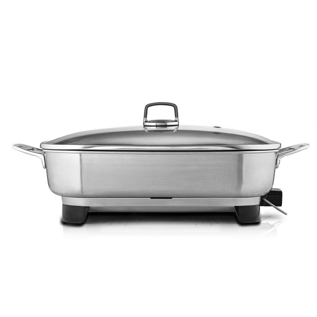 Sunbeam Ellise Stainless Steel Frypan with cool touch handles and variable temperature control for versatile cooking and serving.