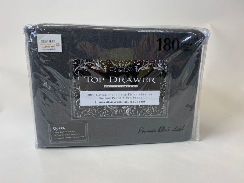 King Single Sheet Set - TD Flannelette 180GSM (Graphite)