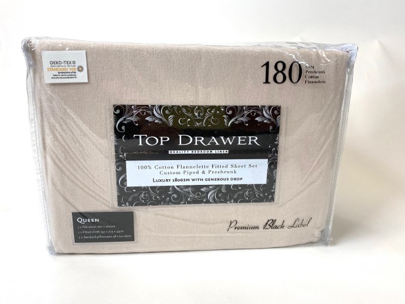 Double Sheet Set - TD Flannelette 180GSM (Natural)