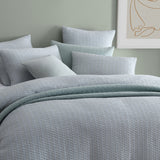 Frankie Sage King Bed Quilt Cover, featuring a textured honeycomb design and soft cotton-rich fabric for a minimalistic style.