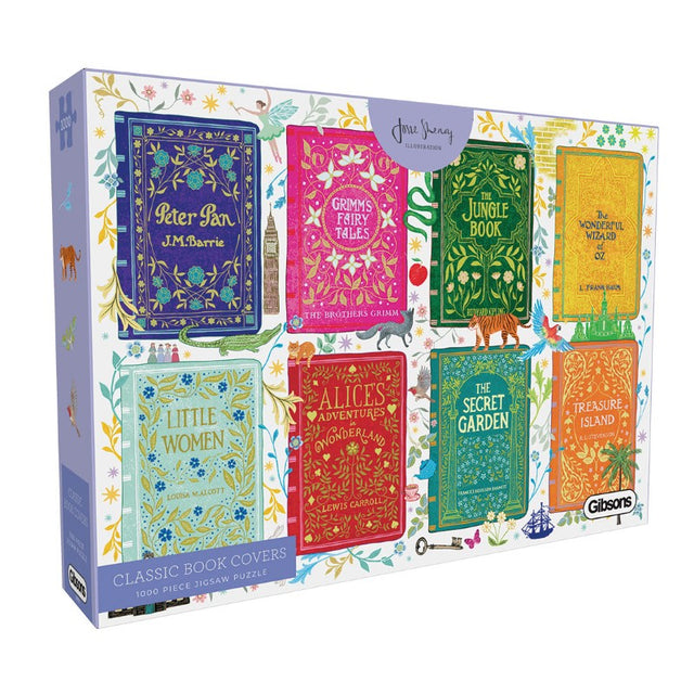 1000-piece jigsaw puzzle featuring vibrant covers of classic literature by Josie Shenoy, enhancing the joy of reading.