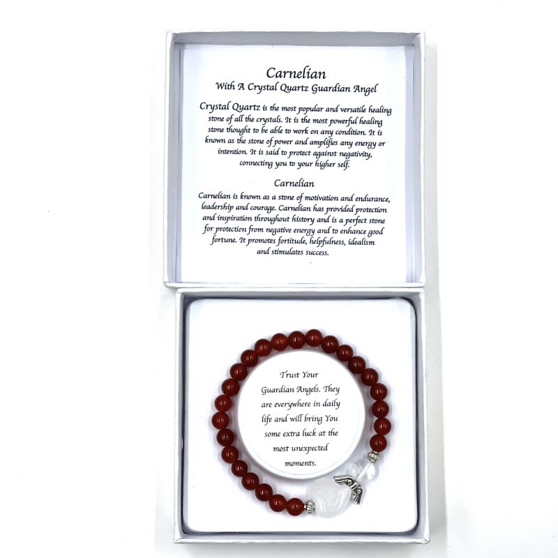 Bracelet - Carnelian Crystal Heart Guardian Angel