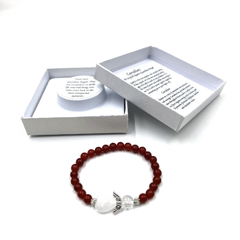 Bracelet - Carnelian Crystal Heart Guardian Angel