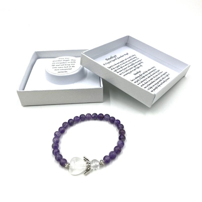 Bracelet - Amethyst Crystal Heart Guardian Angel