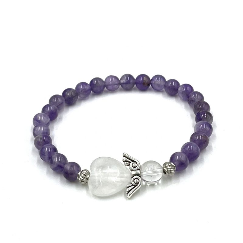 Bracelet - Amethyst Crystal Heart Guardian Angel