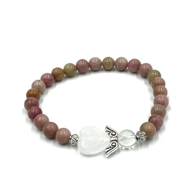 Bracelet - Rhodochrosite Crystal Heart Guardian Angel
