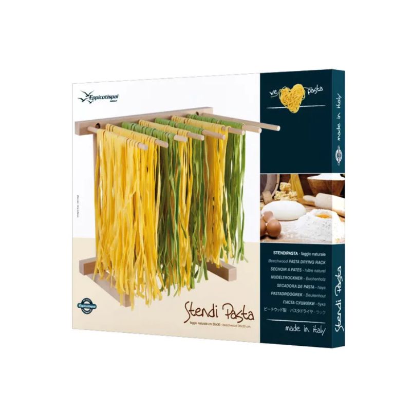 Collapsible beechwood pasta drying rack, 36 x 30 cm, perfect for drying tagliatelle, fettuccine, and spaghetti.