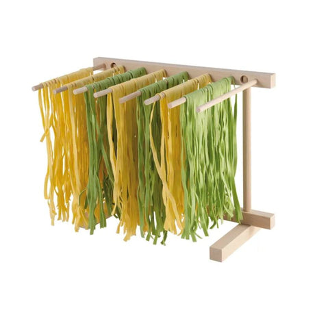 Collapsible beechwood pasta drying rack, 36 x 30 cm, perfect for evenly drying all types of homemade pasta.