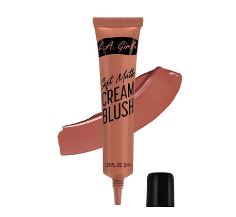 Soft Matte Cream Blush in Grace by LA Girl, featuring a gel-like texture, builds natural color on cheeks and lips.