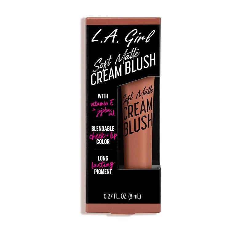 Soft Matte Cream Blush in Grace by LA Girl, featuring a gel-like texture and buildable pigment for a natural matte finish.