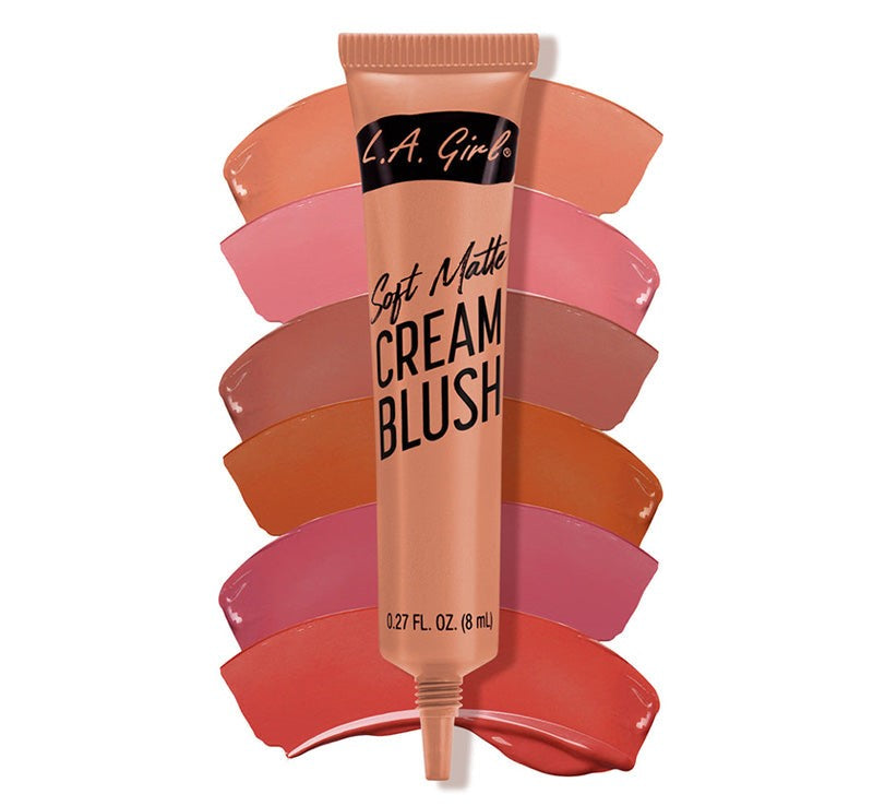 Soft Matte Cream Blush in Kiss Up by LA Girl, a vegan-friendly formula with a creamy texture for a natural flush on cheeks and lips.