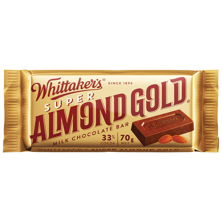 Whittaker's Chocolate Almond Gold Slab 70g- Pack of 30