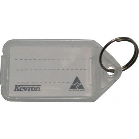 Clear Giant Loose Key Tag for easy key organization, featuring durable plastic and visible labels, 74 x 38mm size.