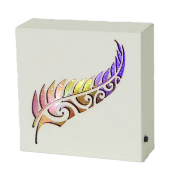 Kiwiana - Silver Fern Cream LED Block
