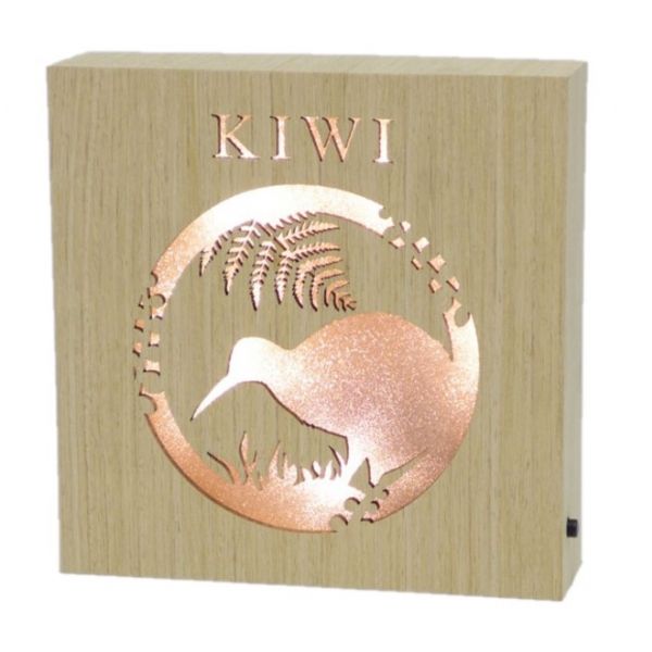 Kiwiana - Kiwi Wooden LED Block